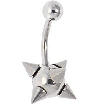 Silver SPIKE Banana Belly Ring