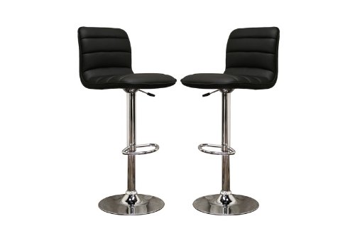Lyris Black Faux Leather Modern Bar Stool â?