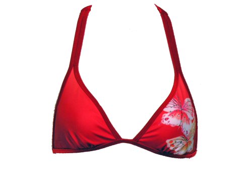 Guess Teal/Red Halter Swimsuit-tops w/Butterflies
