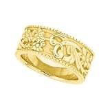 18K Yellow Gold Floral Design Wedding Band - Sizes 6-8. No half sizes.