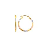 10k Gold Fancy Hoop Earrings - JewelryWeb