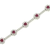 Diamond(1.14ct) Bracelet w/ Princess Cut Rubys(1.45ct)