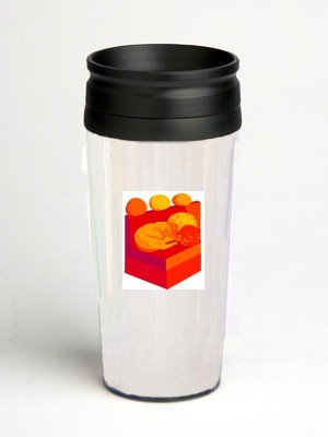 16 oz. Double Wall Insulated Tumbler with cat lying on a sofa - Paper Insert