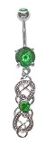Green Celtic knot Tribal dangle Belly navel Ring piercing bar body jewelry 14g