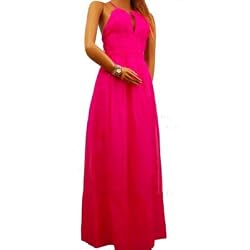 New Sexy Unique Silk Hot Pink Long Maxi Dress Formal