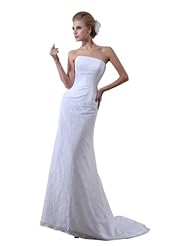 Strapless Sheath Lace Spring Fall Wedding Dress  with a Brush/Sweep Train 