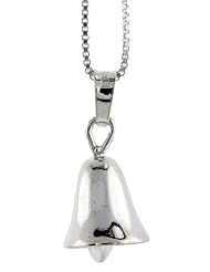 Sterling Silver Italian Bell Pendant. 1/2 in. High and about 3/8 inch Thick.