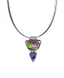 Necklace / Pendant - XP-38 - Genuine Handmade Dichroic Glass Pendant Hung on a 16" Stainless Steel Purple Colored Multi-Strand Cord + 2" Extension Chain ~ .925 Sterling Silver