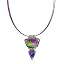Necklace / Pendant - XP-38 - Genuine Handmade Dichroic Glass Pendant Hung on a 16" Stainless Steel Purple Colored Multi-Strand Cord + 2" Extension Chain ~ .925 Sterling Silver