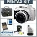 Pentax K-x Digital SLR White Camera /Lens Kit, with White 18-55mm DA-L Lens, 8GB SD Memory Card, 4 AA Nickel Metal Hydride (NiMH) 2900 mAH Rechargeable Batteries with 4-Hour AA & AAA Quick Charger, 110/220 volt. Camera Bag, Digital Camera & Lens Cleaning Kit, USB 2.0 SD Card Reader