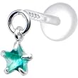 Silver 925 Aqua Star Dangling CZ Tragus Earring