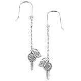 Tressa Sterling Silver Cubic Zirconia Lock and Key Dangle Earrings