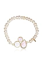 Silver Luxe Pulsera Trio Of Pearl And Rose De France