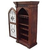 Solid Wood and Iron Wine Cabinet - Holds 12 Bottles (Brown) (60H x 30W x 18D)