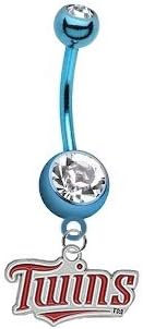 Minnesota Twins MLB PREMIUM Light Blue Titanium Anodized Belly Button Navel Ring