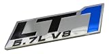 LT1 5.7L V8 Blue Engine Emblem Badge Highly Polished Aluminum Chrome Silver for GM General Motors Chevy Chevrolet