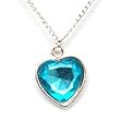 Pendentif en Argent Plaqu� en Forme de Coeur avec une Pierre Bleu Eau sur une Cha�ne de 40cm