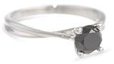 10k White Gold Black Diamond Solitaire Ring (1 cttw)