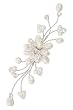 Pearl and Crystal Flower Brooch, 'Bouquet' 4" W 1" L