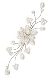 Pearl and Crystal Flower Brooch, 'Bouquet' 4 W 1 L