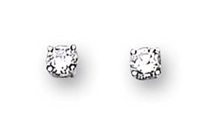 Sterling Silver Cubic Zirconia Stud Earrings 4Mm Round