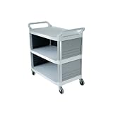 Rubbermaid 4093 HDPE Service Cart with End Panels, 3 Shelves, Black, 300 lbs Load Capacity, 37-13/16" Height, 40-5/8" Length x 20" Width