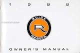 1988 Buick Reatta Original Owner's Manual 88