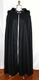 Elegant Black Wool Long Cloak with Hood and Lined in Satin ~ Christmas Holiday Outerwear ~ New, Made in USA