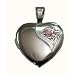 TOC Sterling Silver 12mm Satin Polished Floral Small Heart Locket on 18