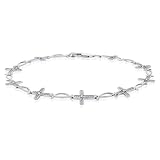 10K White Gold 1/10 ct. Diamond Cross Bracelet