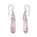 Sterling Silver Pink Fiber Optic Scroll Design Drop Earrings by Sajen
