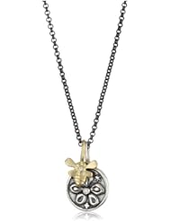 Erica Molinari "Renaissance" Sterling Silver Flower with Cross and 14k Bee Charm Necklace