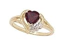 Heart-shaped Garnet & Diamond Heart Ring 10k YG