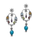 Carolyn Pollack Sterling Silver Multi-Gemstone Garden Grandeur Chandelier Earrings
