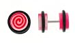 Fake Acrylic Plugs - Pink Spirals - 16g Wire - 8mm/0g - Sold as a Pair
