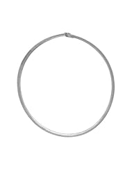 14K White Gold Omega Dome 6mm Necklace 16 Inch