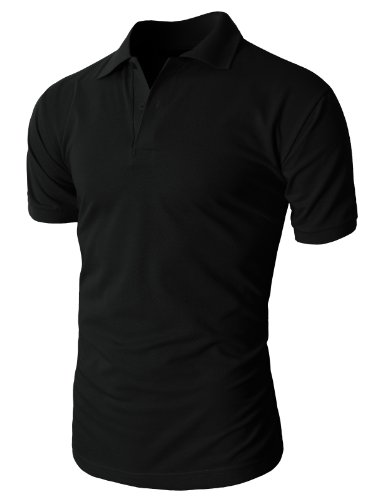 H2H Mens Casual Basic Pique Polo Shirts Short Sleeve of Various Colors BLACK US M/Asia L (KMTTS061)