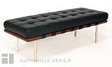 Alphaville Design BN-SEVI-2-MW-MI_K Sevilla Bench, 2-Seater, Black, Medium Walnut Frame