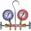 Uniweld QS4L5HA 2 Valve Brass Manifold, 5' Soft Magic Hoses w/ Anti-blowback Fittings, LPF Gauges, r410a/r22/r404a