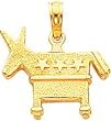14K Gold 3D Democratic Charm