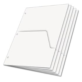 Untabbed Ring Binder Double Pocket Dividers Letter White 5/Pack