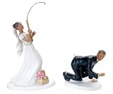 Gone Fishing Porcelain Wedding Cake Topper - Caucasian Couple