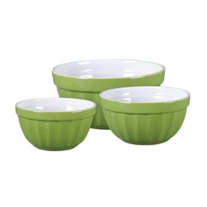 Montcrest 3-Piece Stoneware Green Bowl Set