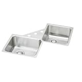 Elkay ELUHE3232 Gourmet Undermount Double Basin Kitchen Corner Sink wi