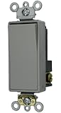 Leviton 5621-2GY 20-Amp 120/277-Volt Decora Plus Rocker Single-Pole AC Quiet Switch, Gray