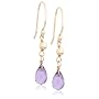 14k Yellow Gold, February Birthstone, Amethyst Briolette Hook Earrings