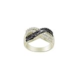 Sterling Silver Cut-Out Swirl Shape Pave CZ Ring.Size-7 FREE GIFT BOX.