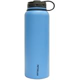 Lifeline 7502BL Blue Stainless Steel Wide Mouth Water Bottle - 40 oz. Capacity