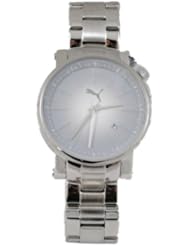 PUMA Womens PU102632004 Flag Small Three-Hand Date Silver Metal Watch