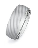14k White Gold Custom Made 75 Mm Comfort Fit Brushed Satin Wedding Band W Diagonal Stripe Pattern Size Z4